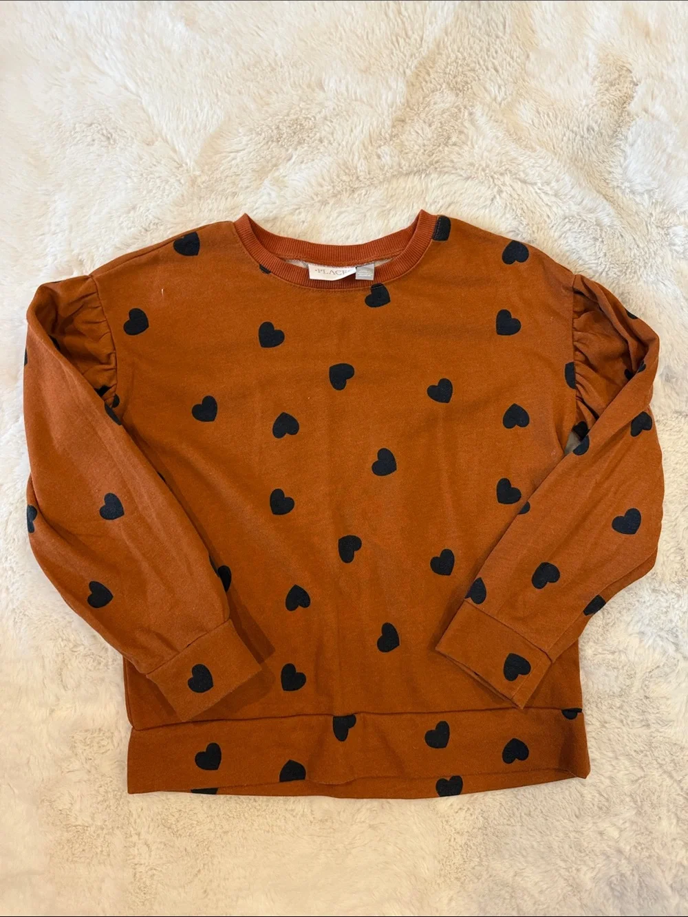 The Children's Place Rust Sweatshirt with Black Heart Print